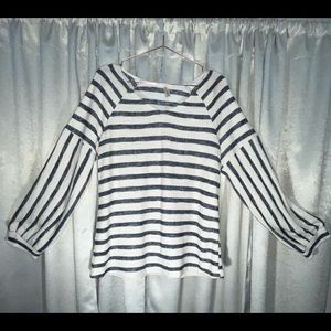 Cream & Navy Striped Top